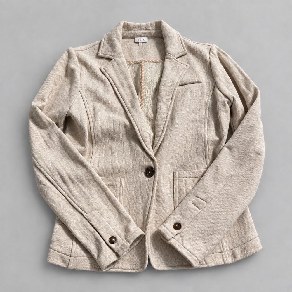 Ecru Classic Blazer Textured Cream Womens S Quiet Luxury Modern Classic